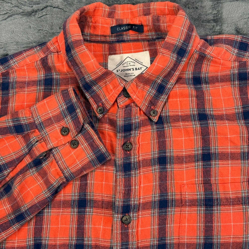 St John's Bay Button Down Shirt Mens XL Orange
